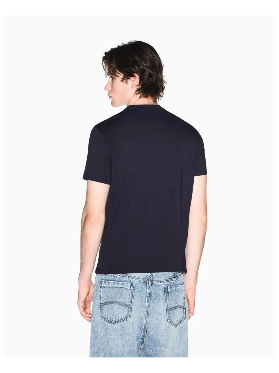 Мужская футболка с коротким рукавом и логотипом в тон ткани A|X Armani Exchange — изображение 3 из 5, глубокий темно-синий