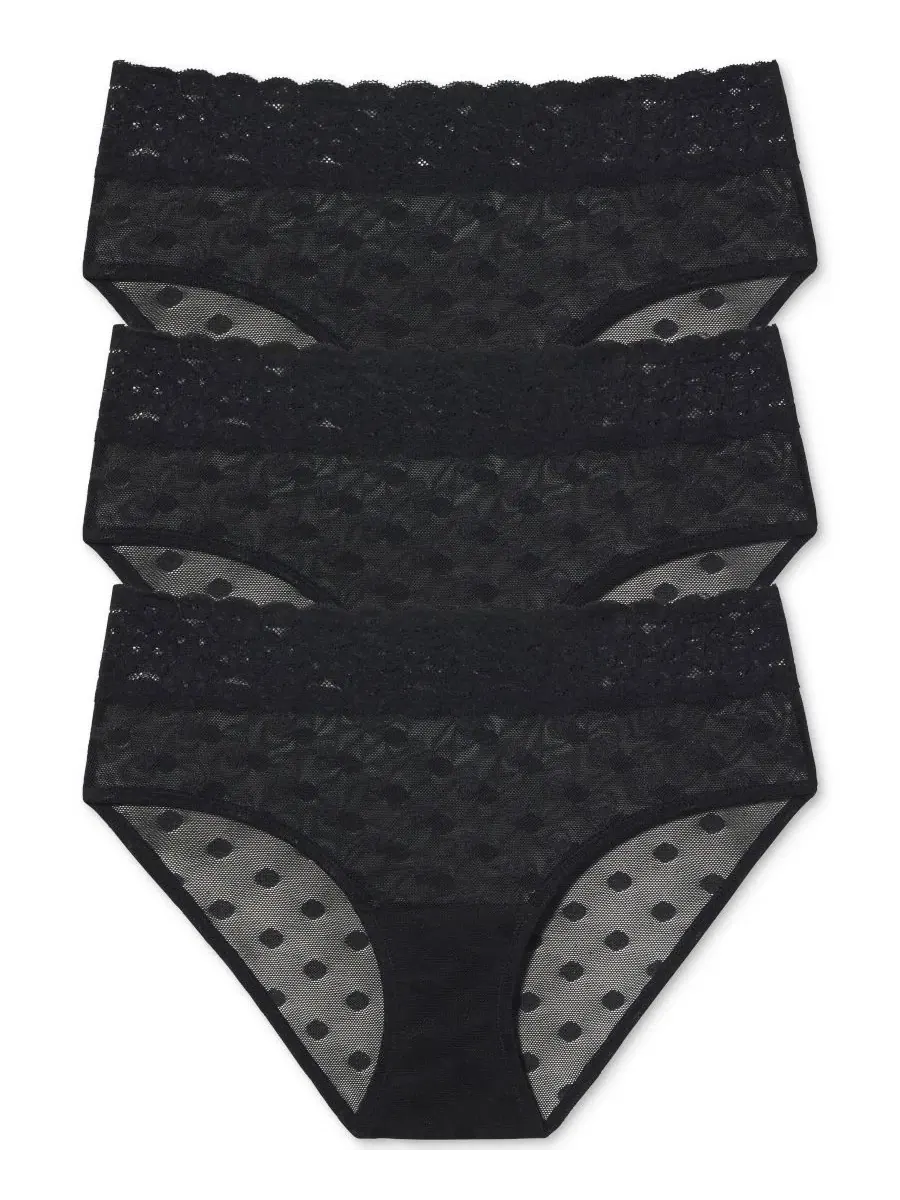 Комплект из 3 женских кружевных хипстеров Dare Dot Mesh Lace Skarlett Blue — изображение 1 из 4, черный