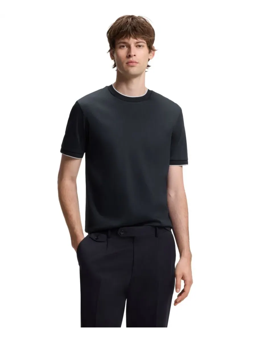 Мужская футболка из хлопка с коротким рукавом Hugo Boss — изображение 1 из 5, синий