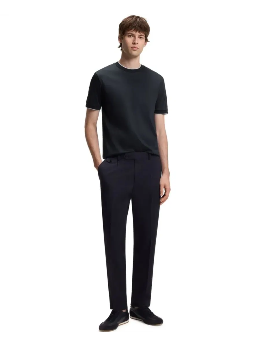 Мужская футболка из хлопка с коротким рукавом Hugo Boss — изображение 4 из 5, синий