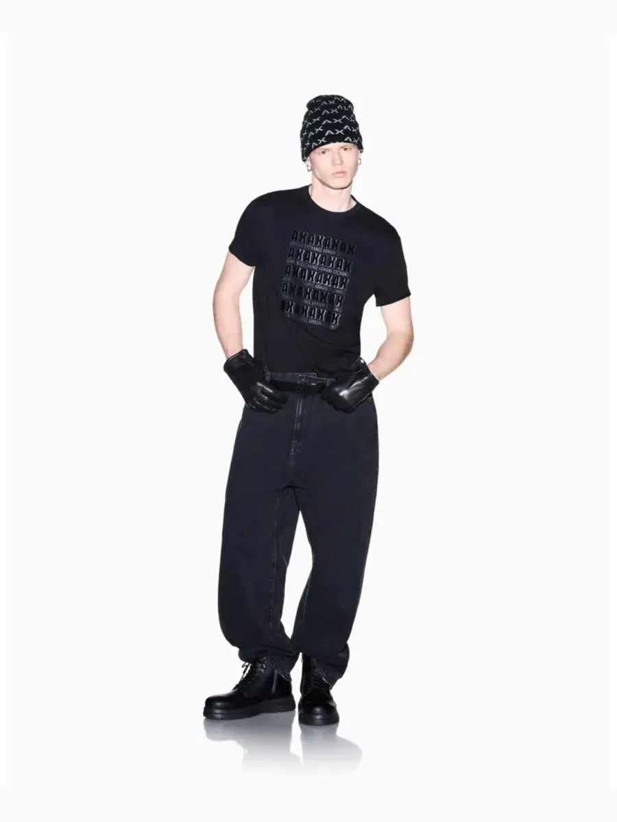 Футболка с принтом Multi Logo Box A|X Armani Exchange — изображение 3 из 8, черный