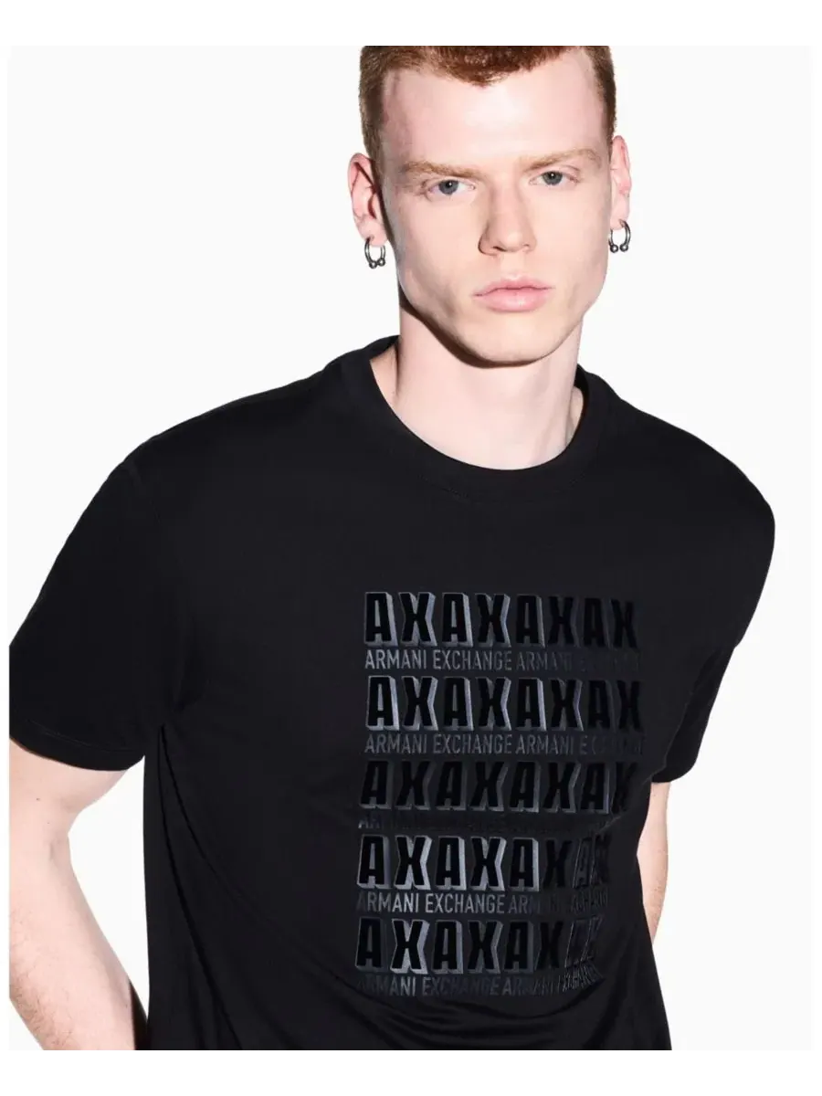 Футболка с принтом Multi Logo Box A|X Armani Exchange — изображение 7 из 8, черный