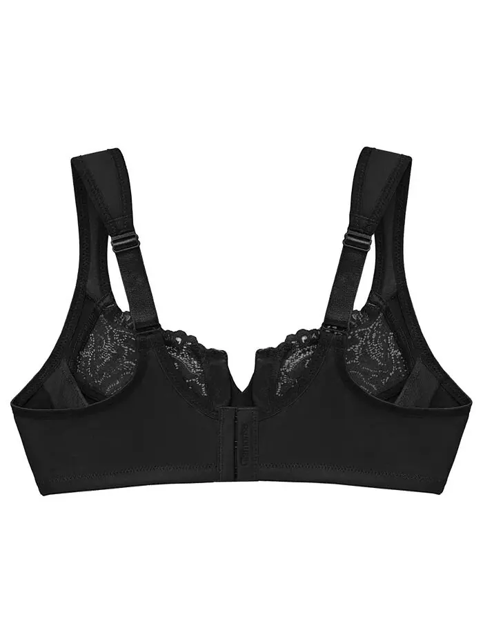 Женский бюстгальтер Wonderwire Back Close Bra 1240 для полных женщин больших размеров Glamorise — изображение 5 из 7, черный
