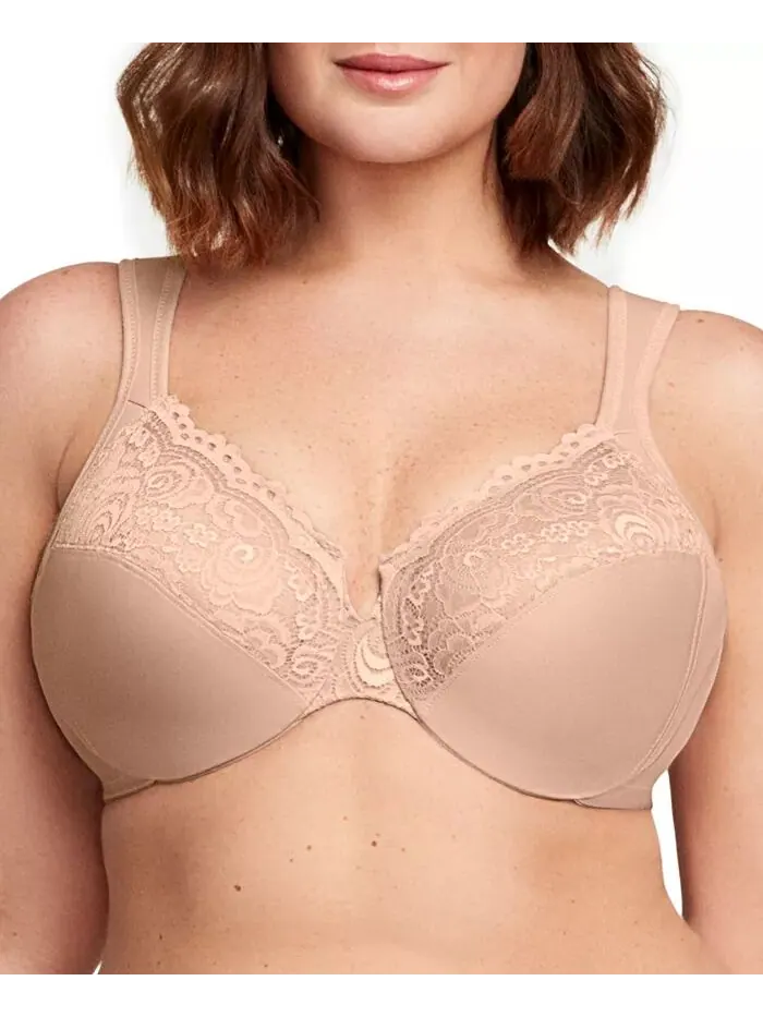 Женский бюстгальтер Wonderwire Back Close Bra 1240 для полных женщин больших размеров Glamorise — изображение 1 из 7, кофе