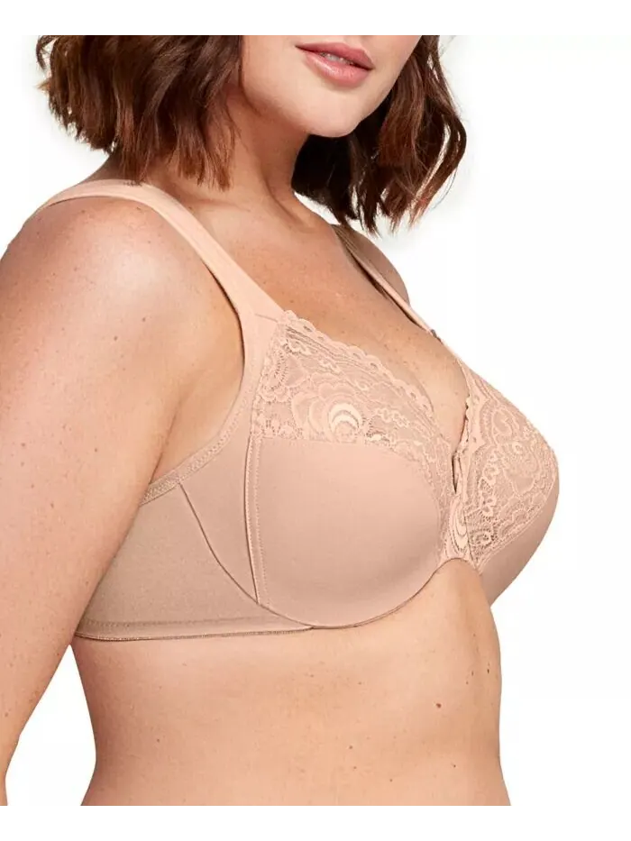 Женский бюстгальтер Wonderwire Back Close Bra 1240 для полных женщин больших размеров Glamorise — изображение 3 из 7, кофе