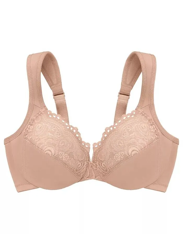 Женский бюстгальтер Wonderwire Back Close Bra 1240 для полных женщин больших размеров Glamorise — изображение 4 из 7, кофе