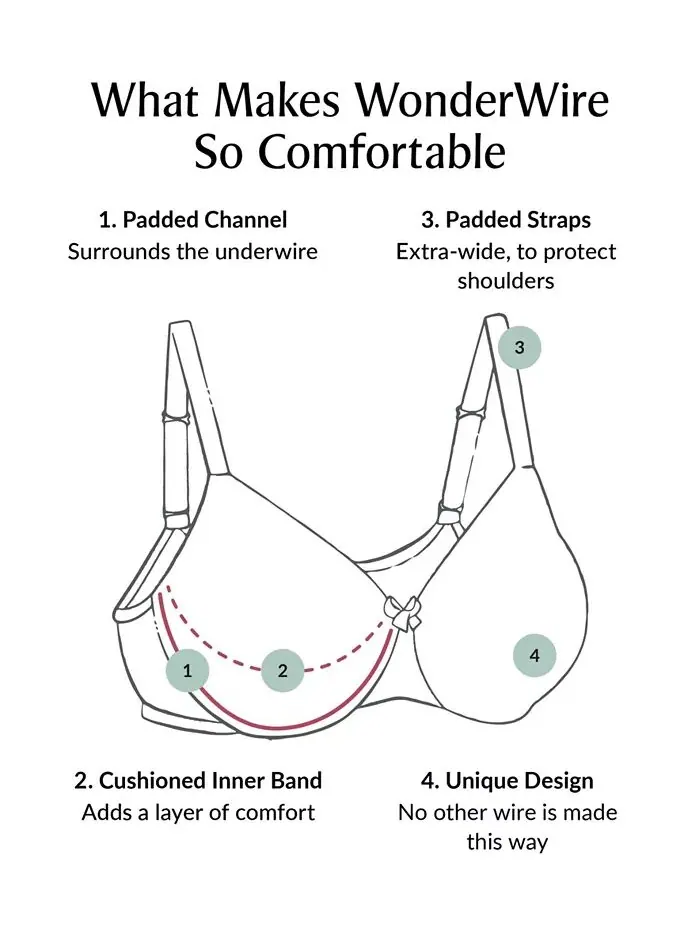 Женский бюстгальтер Wonderwire Back Close Bra 1240 для полных женщин больших размеров Glamorise — изображение 6 из 7, кофе