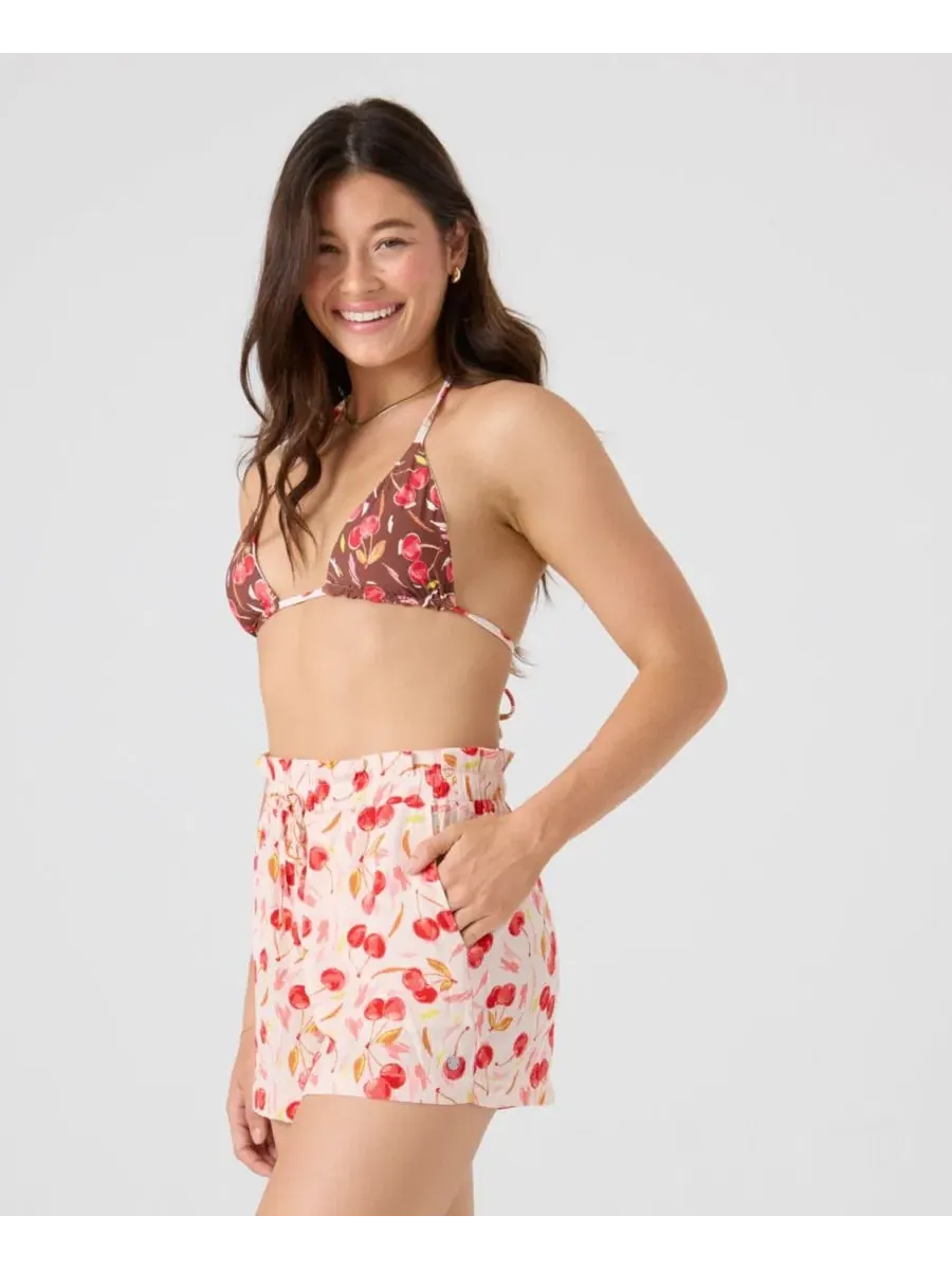 Топ Cherry On Top Reversible Mini Tiki Tri and Tie Side Bottoms Roxy — изображение 8 из 10, красный кремовый