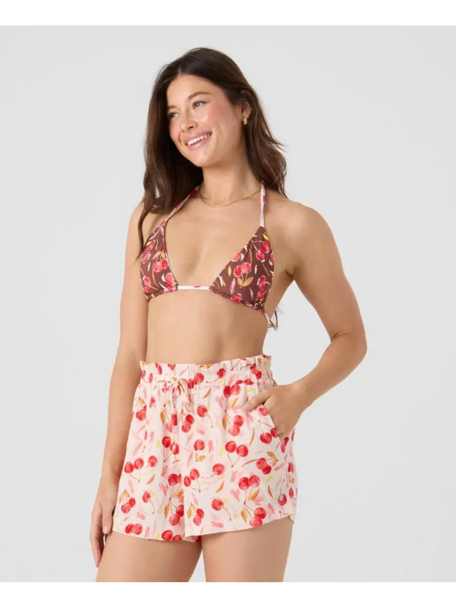 Топ Cherry On Top Reversible Mini Tiki Tri and Tie Side Bottoms Roxy — изображение 9 из 10, красный кремовый