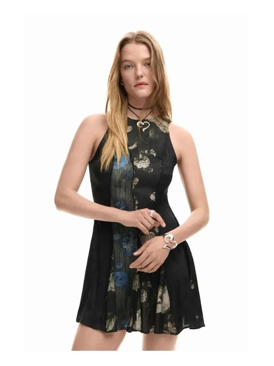 Desigual Женское расклешенное платье с цветами — изображение 2 из 6, черный