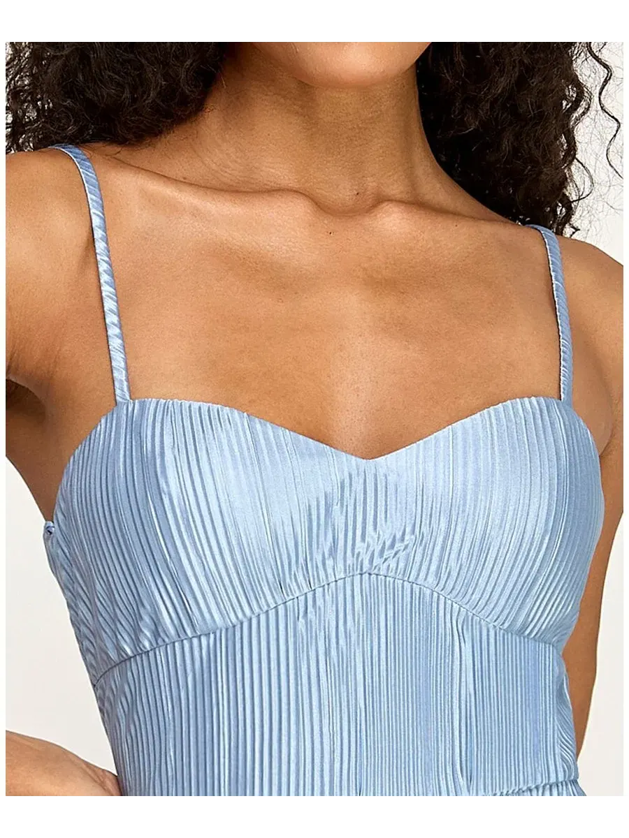 Платье-плиссе с вырезом «сердечко» для подростков Seni & Cade — изображение 4 из 6, темно-синий