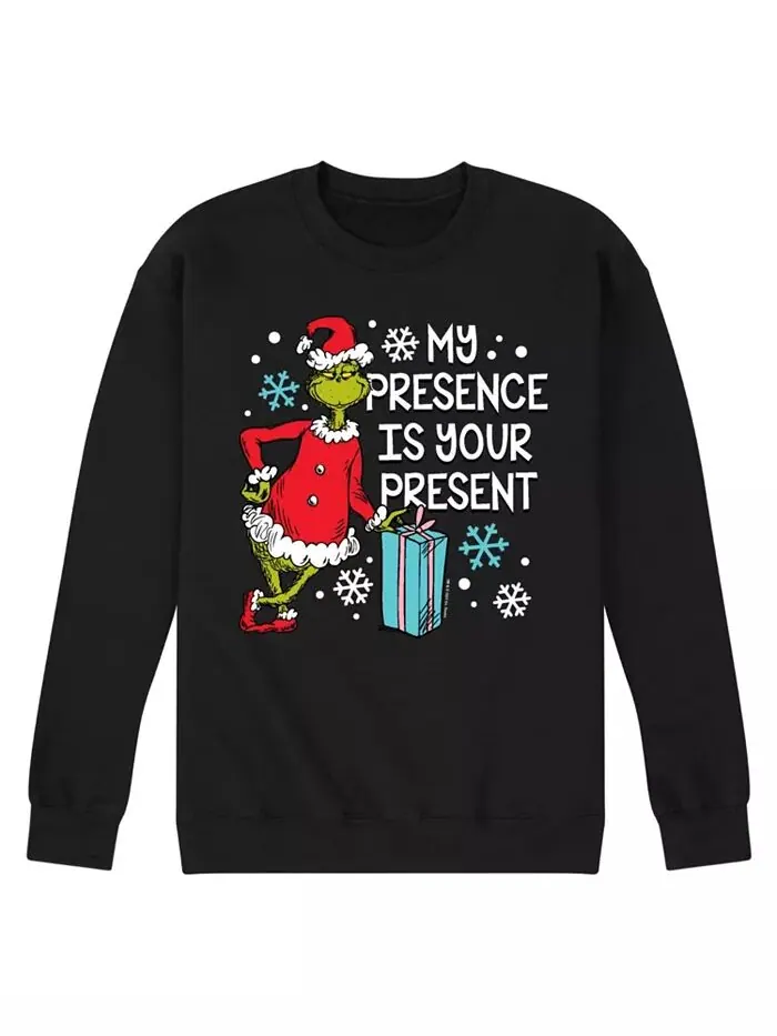 Мужская флисовая кофта с длинным рукавом The Grinch My Presence Is Your Present AIRWAVES — изображение 1 из 3, черный