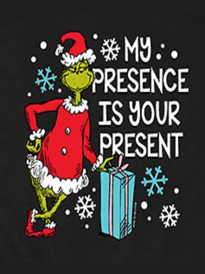 Мужская флисовая кофта с длинным рукавом The Grinch My Presence Is Your Present AIRWAVES — изображение 3 из 3, черный