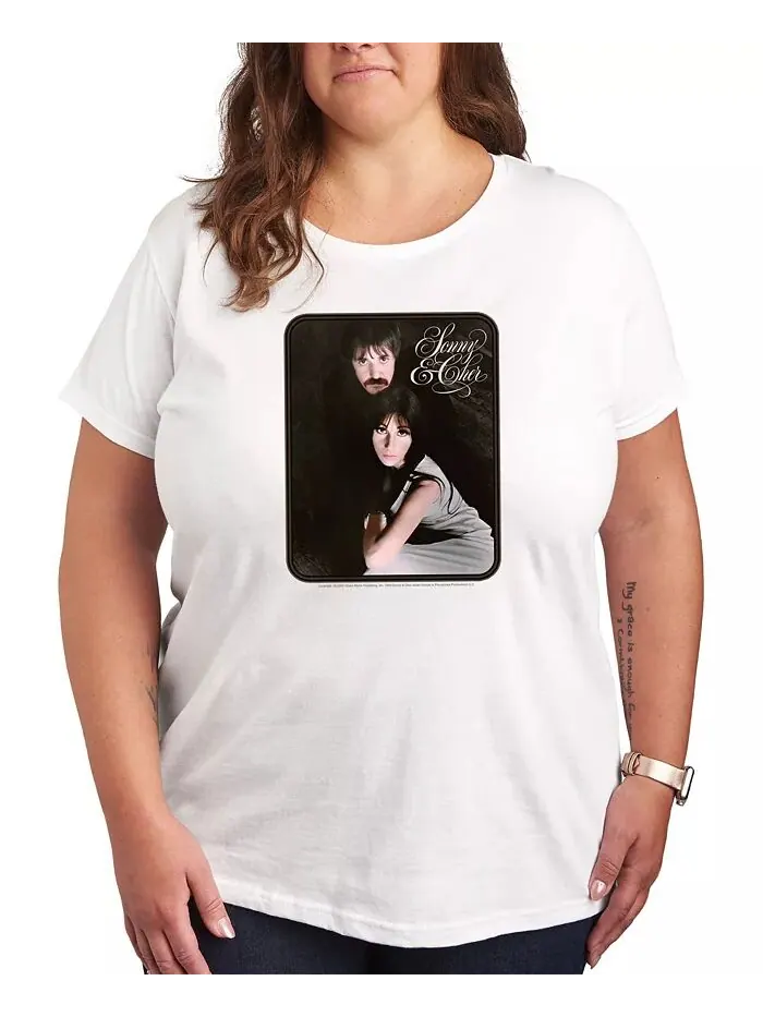 Футболка-пуловер с принтом Sonny and Cher размера Plus Hybrid Apparel — изображение 1 из 3, белый