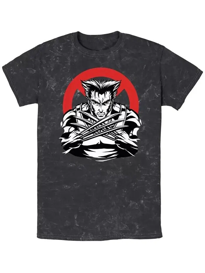 Футболка мужская Marvel X-Men Wolverine Anime с коротким рукавом из минеральной ткани Fifth Sun — изображение 1 из 3, черный