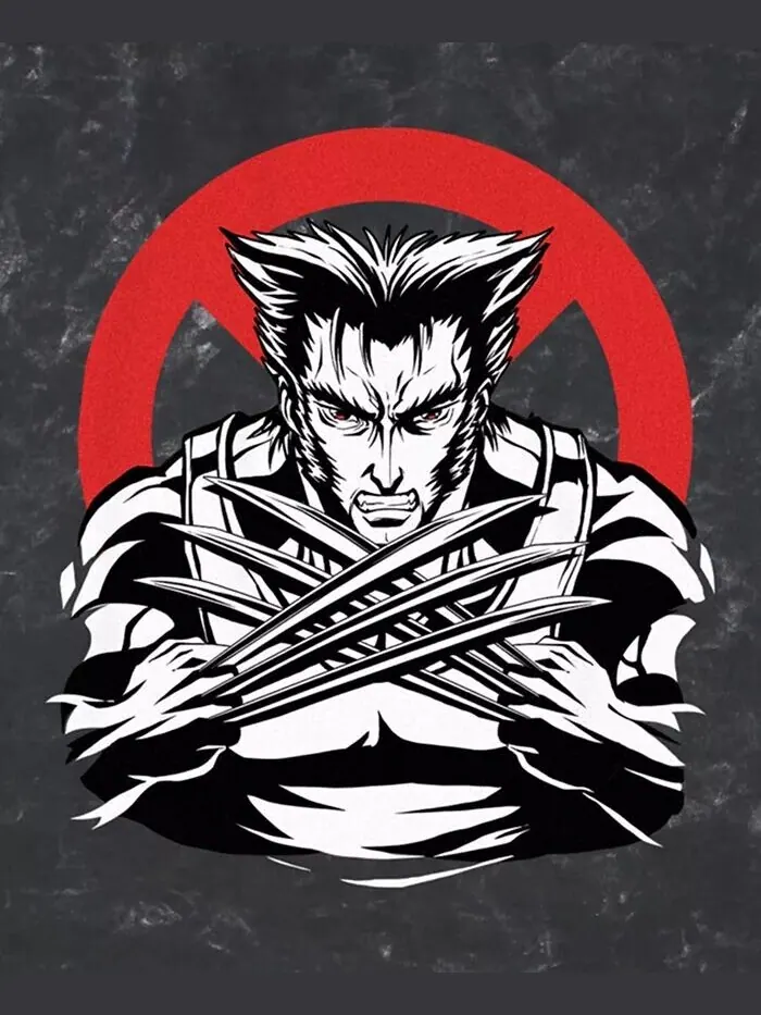 Футболка мужская Marvel X-Men Wolverine Anime с коротким рукавом из минеральной ткани Fifth Sun — изображение 3 из 3, черный