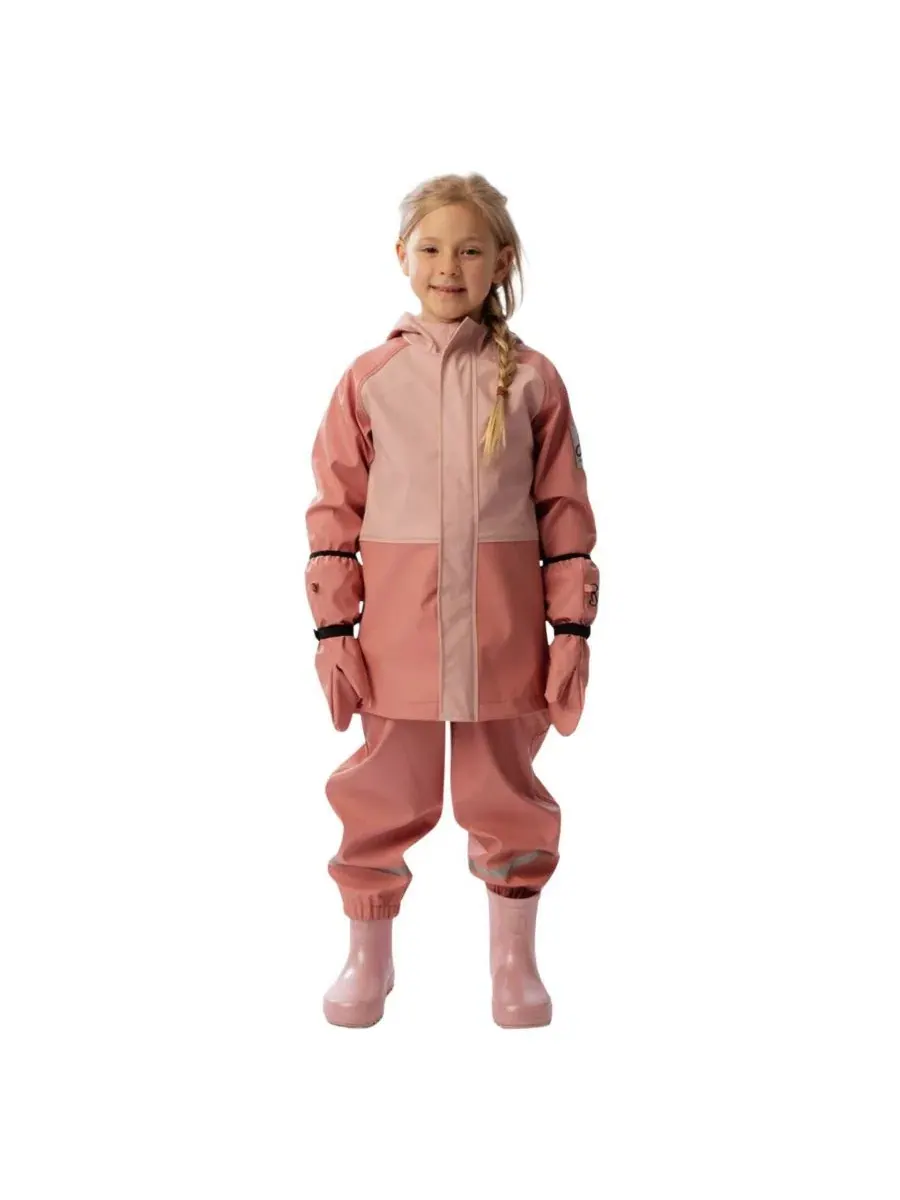 Детский дождевик-комбинезон с бретелями, модель Rain Overalls Deux par Deux — изображение 5 из 5, розовый