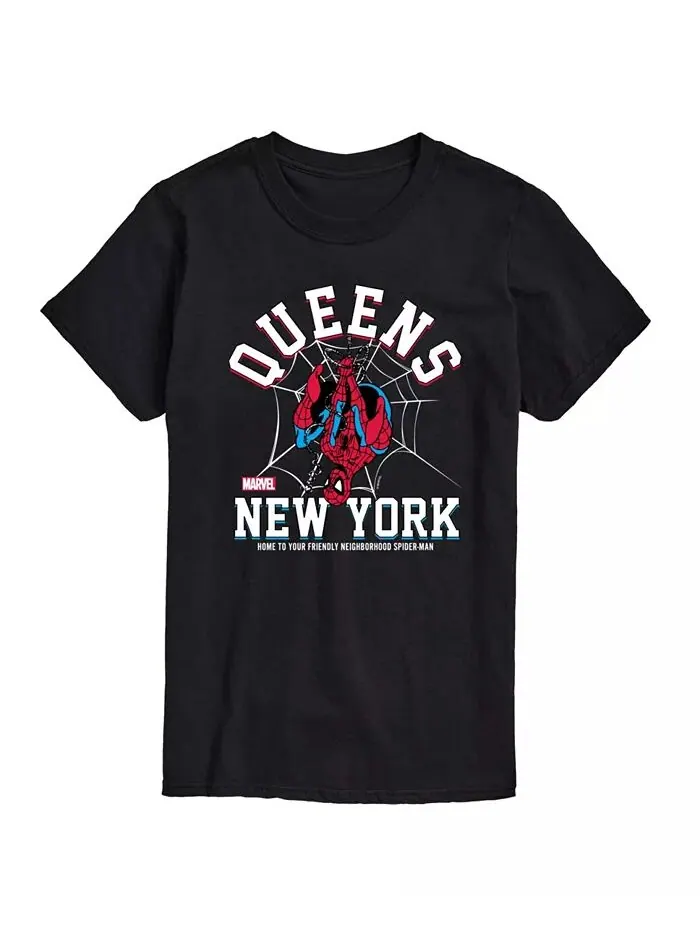 Мужская футболка с коротким рукавом Spider-Man Queens New York AIRWAVES — изображение 1 из 3, черный