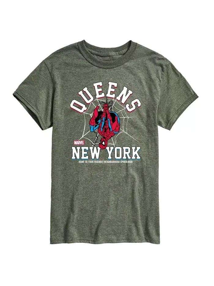 Мужская футболка с коротким рукавом Spider-Man Queens New York AIRWAVES — изображение 1 из 3, зеленый