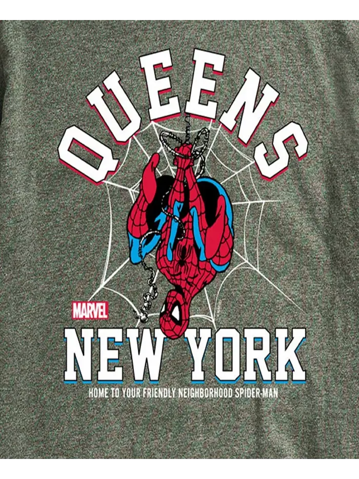 Мужская футболка с коротким рукавом Spider-Man Queens New York AIRWAVES — изображение 3 из 3, зеленый