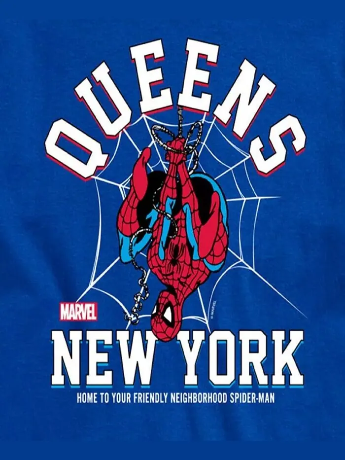 Мужская футболка с коротким рукавом Spider-Man Queens New York AIRWAVES — изображение 3 из 3, синий