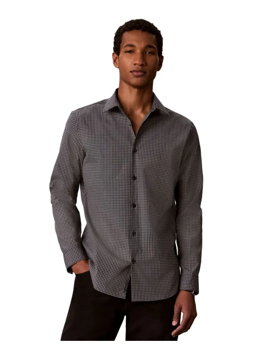 Мужская рубашка с принтом Gingham Supima Stretch Regular-Fit Calvin Klein