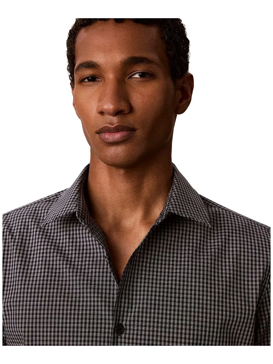 Мужская рубашка с принтом Gingham Supima Stretch Regular-Fit Calvin Klein — изображение 3 из 5, сапфировый
