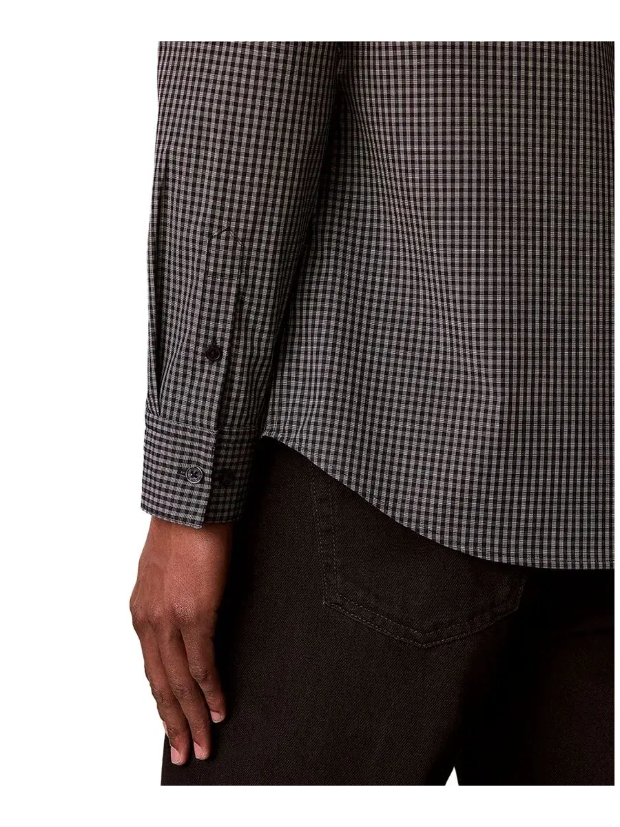 Мужская рубашка с принтом Gingham Supima Stretch Regular-Fit Calvin Klein — изображение 4 из 5, сапфировый