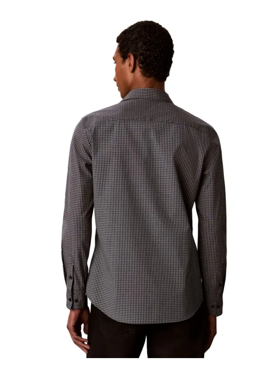 Мужская рубашка с принтом Gingham Supima Stretch Regular-Fit Calvin Klein — изображение 5 из 5, сапфировый