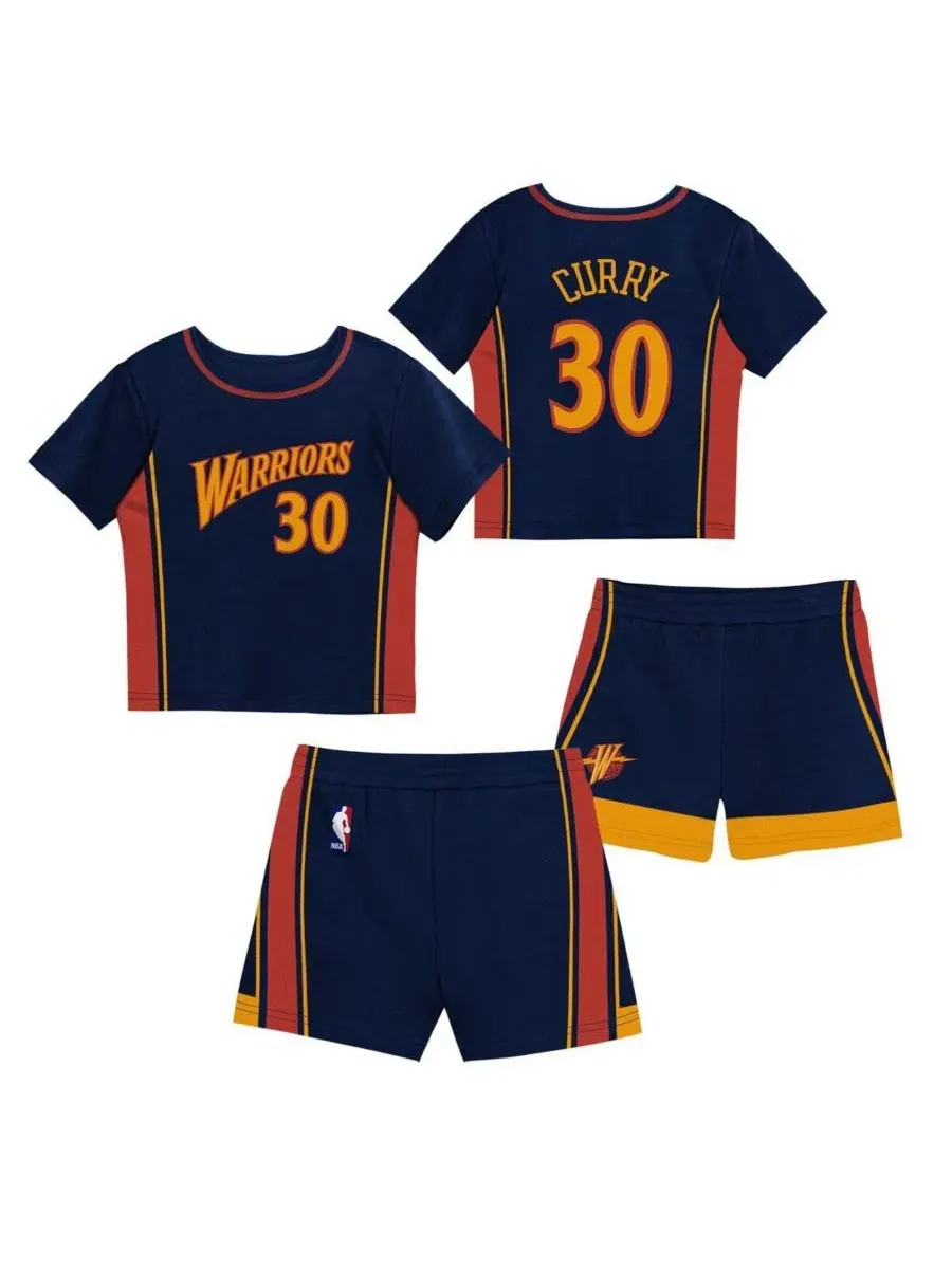 Детский комплект из футболки и шорт с принтом Stephen Curry Navy Golden State Warriors Mitchell & — изображение 1 из 5