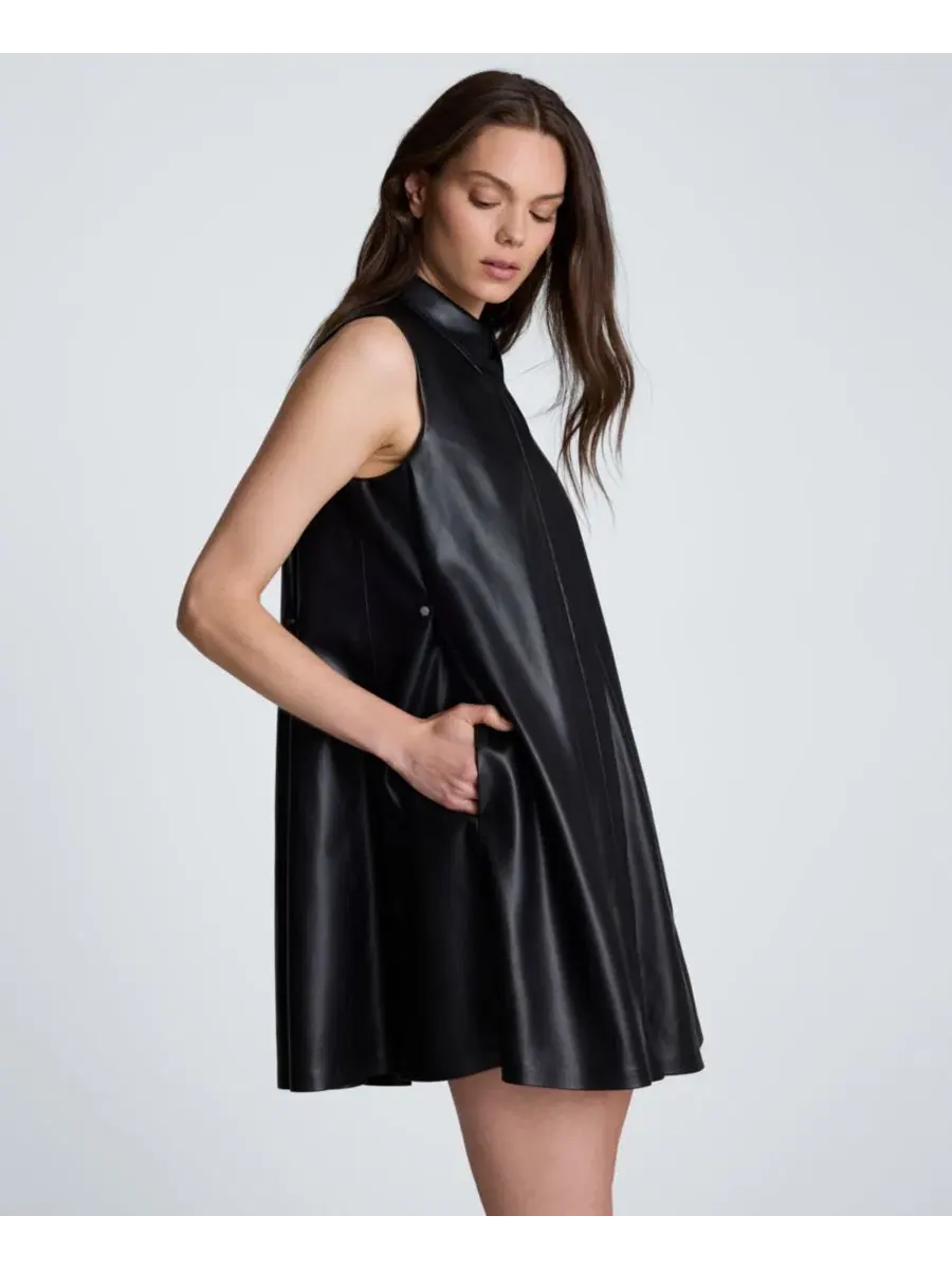 Платье-рубашка без рукавов с воротником, с боковыми карманами Kenneth Cole — изображение 3 из 5, черный