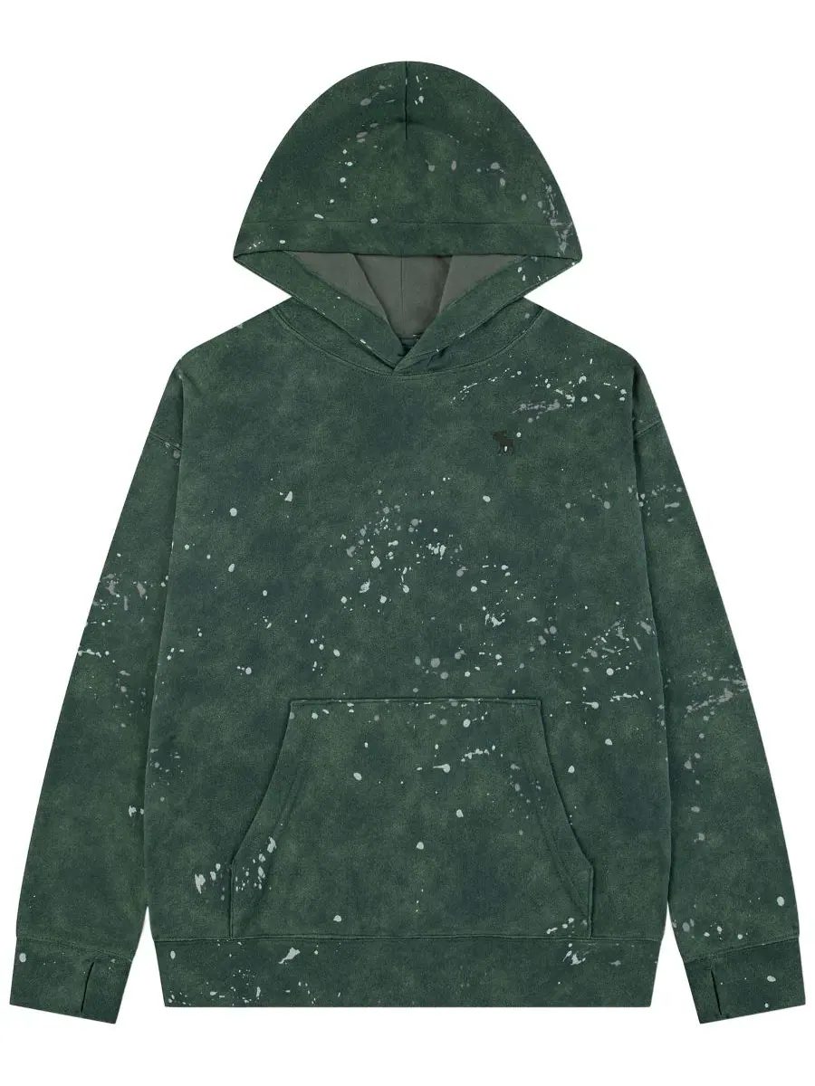 Худи с принтом, модель Printed Hoodie abercrombie kids — изображение 1 из 3, оливковый