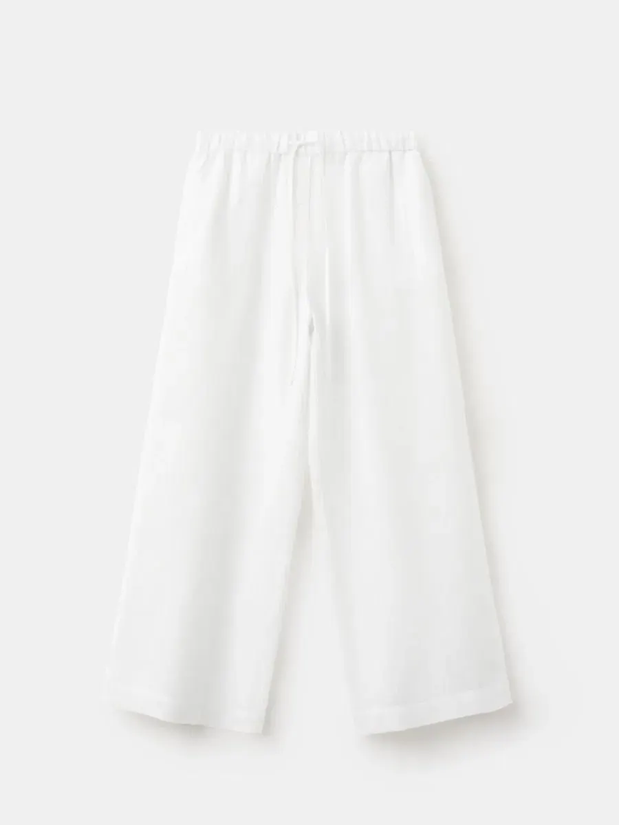 Женские брюки-кюлоты свободного кроя, модель Wide-Leg Linen MANGO — изображение 13 из 19, черный