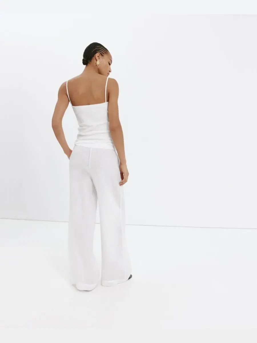 Женские брюки-кюлоты свободного кроя, модель Wide-Leg Linen MANGO — изображение 17 из 19, черный