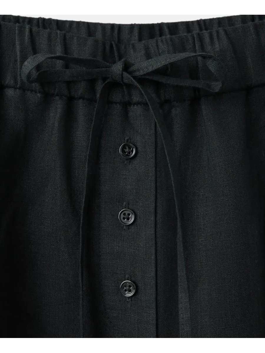 Женские брюки-кюлоты свободного кроя, модель Wide-Leg Linen MANGO — изображение 3 из 19, черный