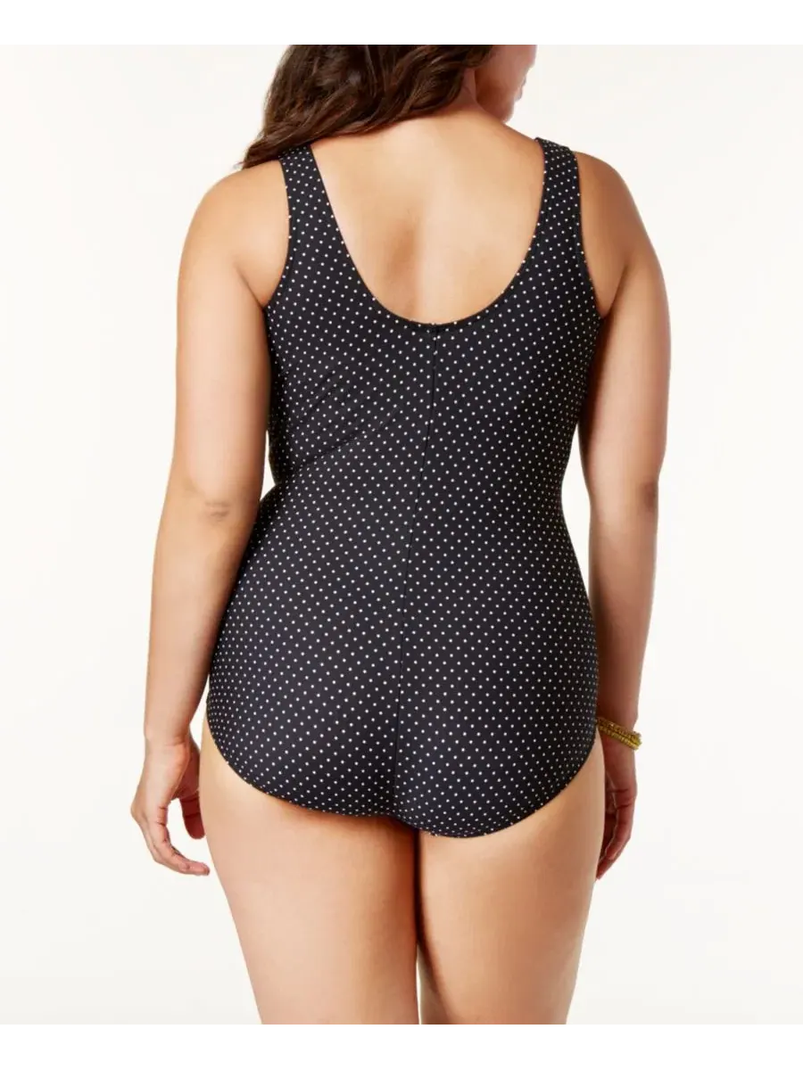 Цельный купальник Oceanus с запахом, Plus Size Miraclesuit — изображение 2 из 4, черный/белый