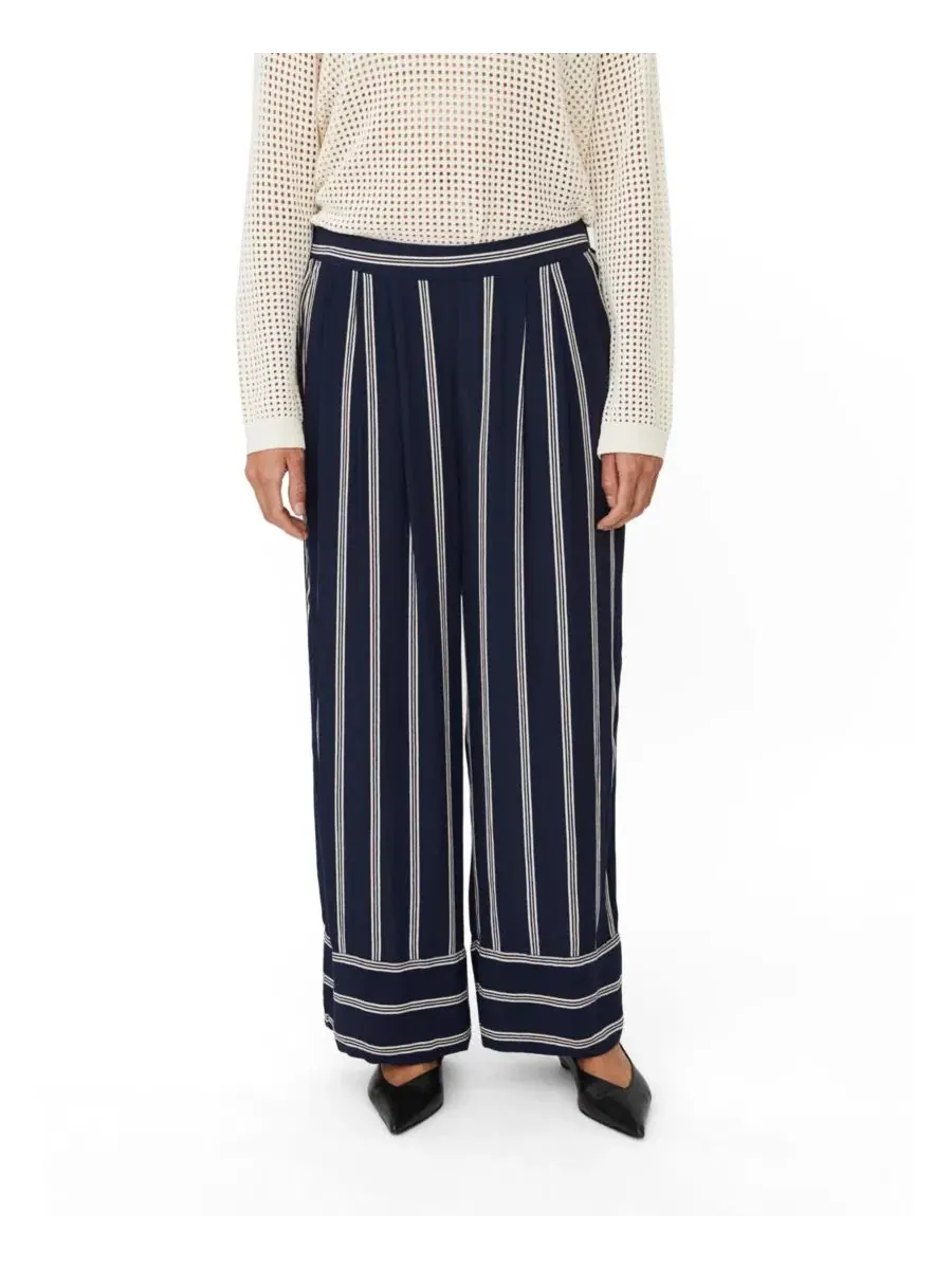 Широкие брюки с полосками, модель Striped Wide Leg Masai Copenhagen — изображение 1 из 5, темно-синий