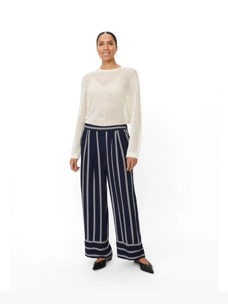Широкие брюки с полосками, модель Striped Wide Leg Masai Copenhagen — изображение 2 из 5, темно-синий