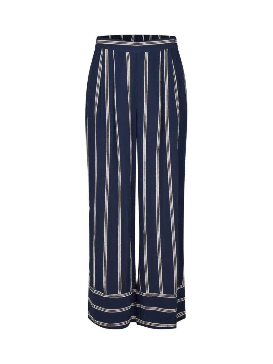 Широкие брюки с полосками, модель Striped Wide Leg Masai Copenhagen — изображение 4 из 5, темно-синий