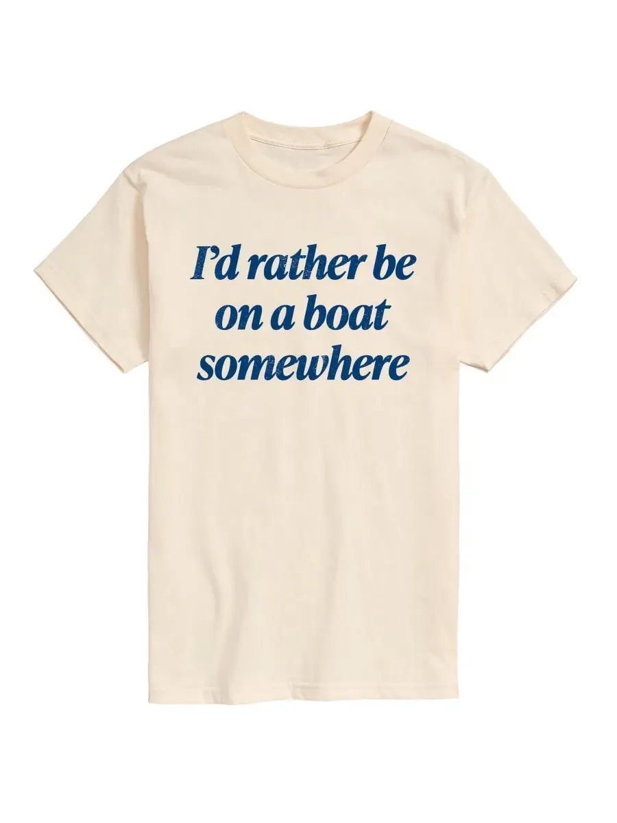 Футболка с принтом Rather Be On Boat Somewhere AIRWAVES — изображение 1 из 3, бежевый