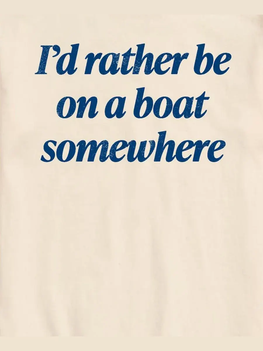 Футболка с принтом Rather Be On Boat Somewhere AIRWAVES — изображение 3 из 3, бежевый