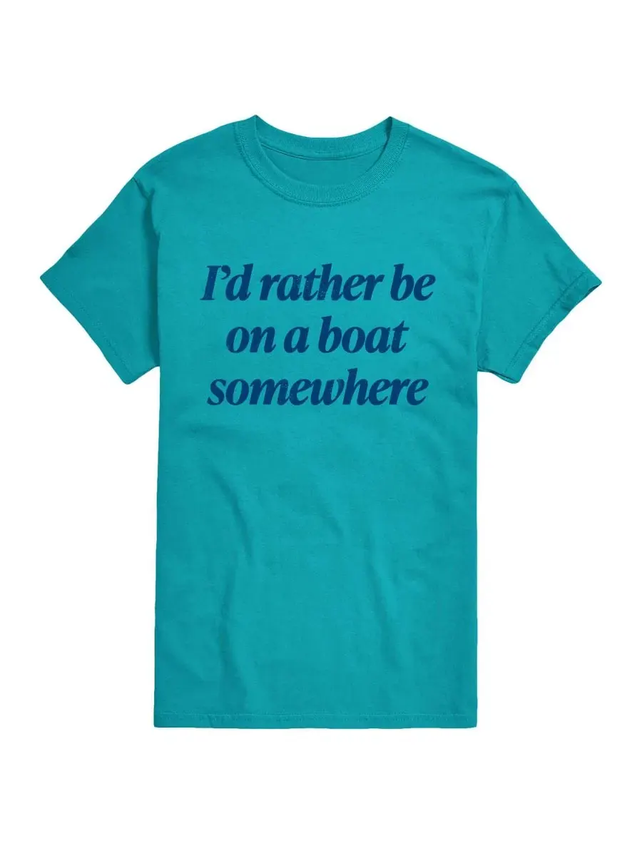 Футболка с принтом Rather Be On Boat Somewhere AIRWAVES — изображение 1 из 3, синий