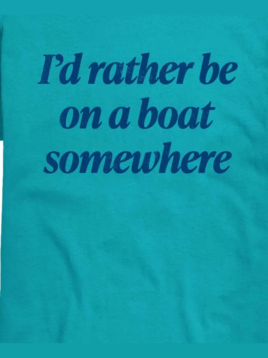 Футболка с принтом Rather Be On Boat Somewhere AIRWAVES — изображение 3 из 3, синий