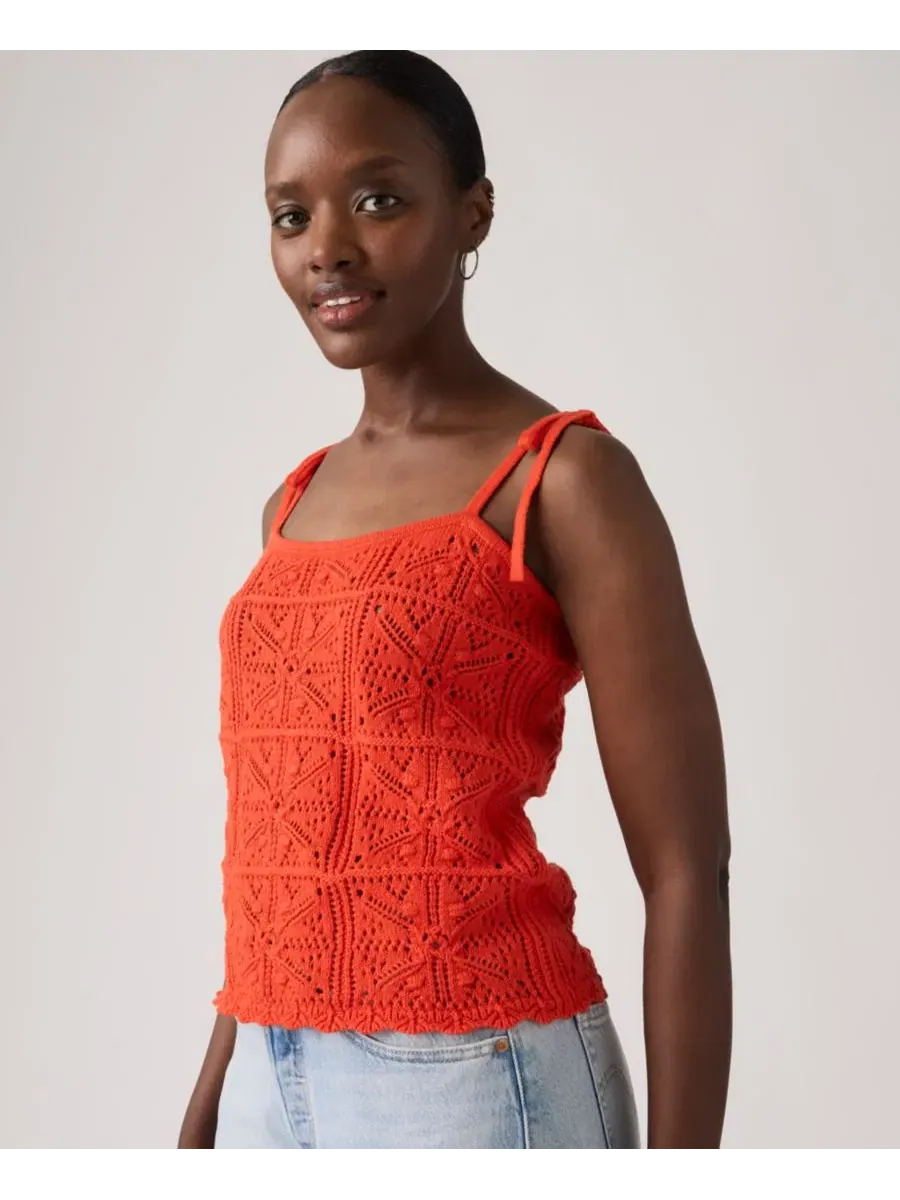 Топ-безрукавка с квадратным вырезом, модель Abbey Tie-Shoulder Crochet Levi's — изображение 2 из 4, красный