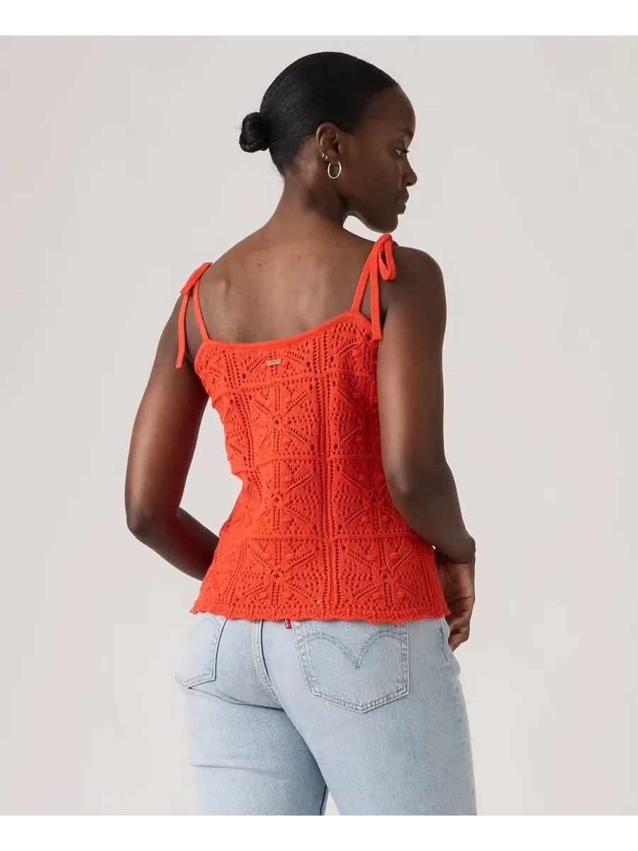 Топ-безрукавка с квадратным вырезом, модель Abbey Tie-Shoulder Crochet Levi's — изображение 4 из 4, красный