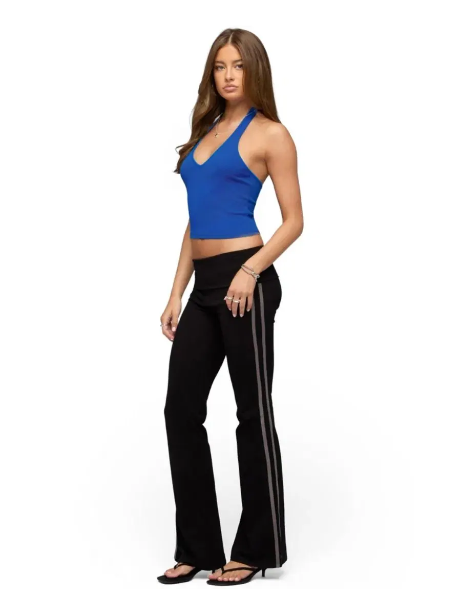 Топ с V-образным вырезом Vespera V Neck Halter Edikted — изображение 3 из 5, синий