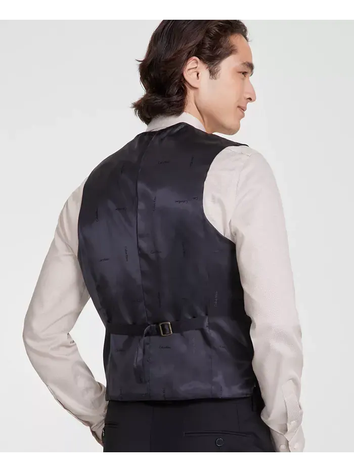 Мужской жилет из смесовой шерсти с бесконечной растяжимостью Slim-Fit Calvin Klein — изображение 2 из 2, черный