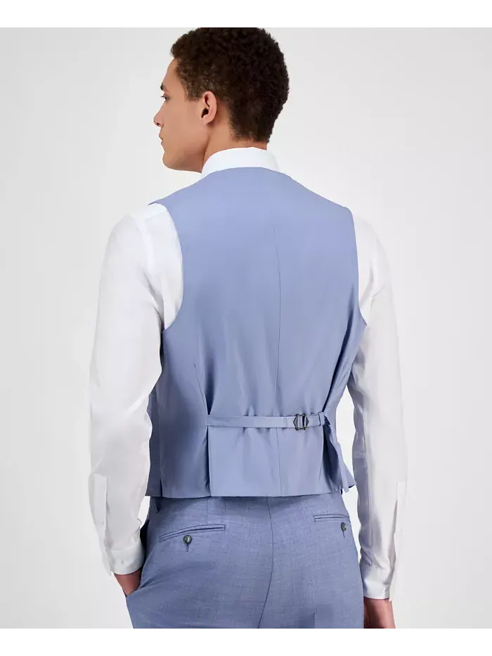 Мужской жилет из смесовой шерсти с бесконечной растяжимостью Slim-Fit Calvin Klein — изображение 2 из 2, светлый синий