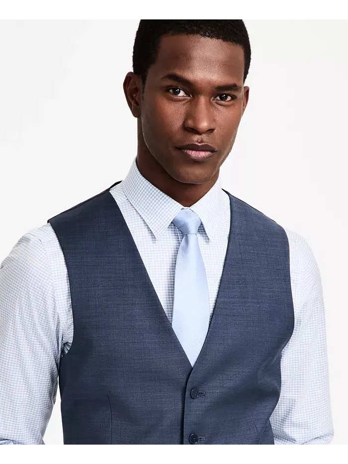 Мужской жилет из смесовой шерсти с бесконечной растяжимостью Slim-Fit Calvin Klein — изображение 3 из 4, синий