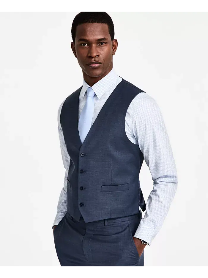 Мужской жилет из смесовой шерсти с бесконечной растяжимостью Slim-Fit Calvin Klein — изображение 4 из 4, синий